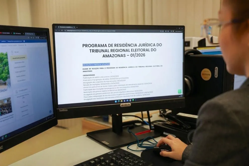 TRE-AM abre seleção para residência jurídica com bolsa de R$ 2,6 mil e atuação remota